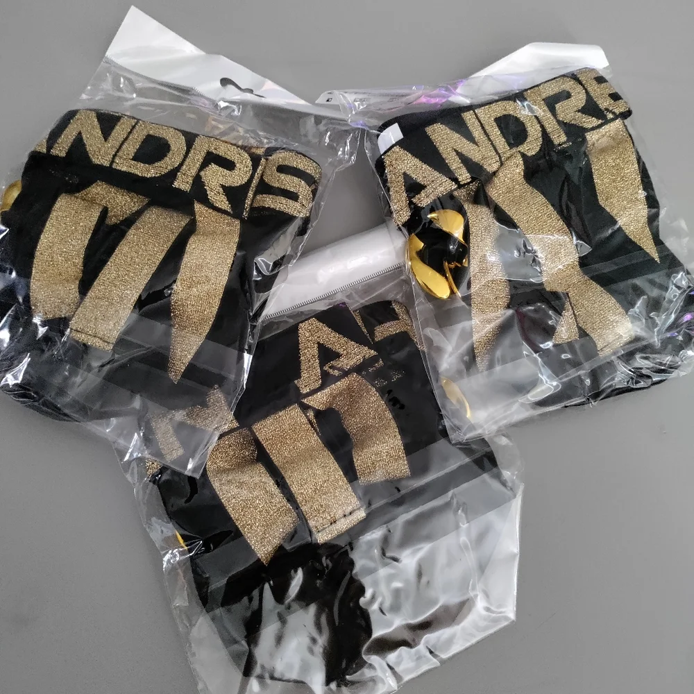 Andrew Christian jock Small Chains of Love latex look black gold SML NWT - Picture 8 of 9